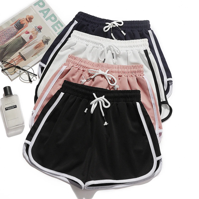 Women yoga Shorts Summer outer wear mid-waist casual loose straight pants lady stylish thin breathable wide leg gym short pants