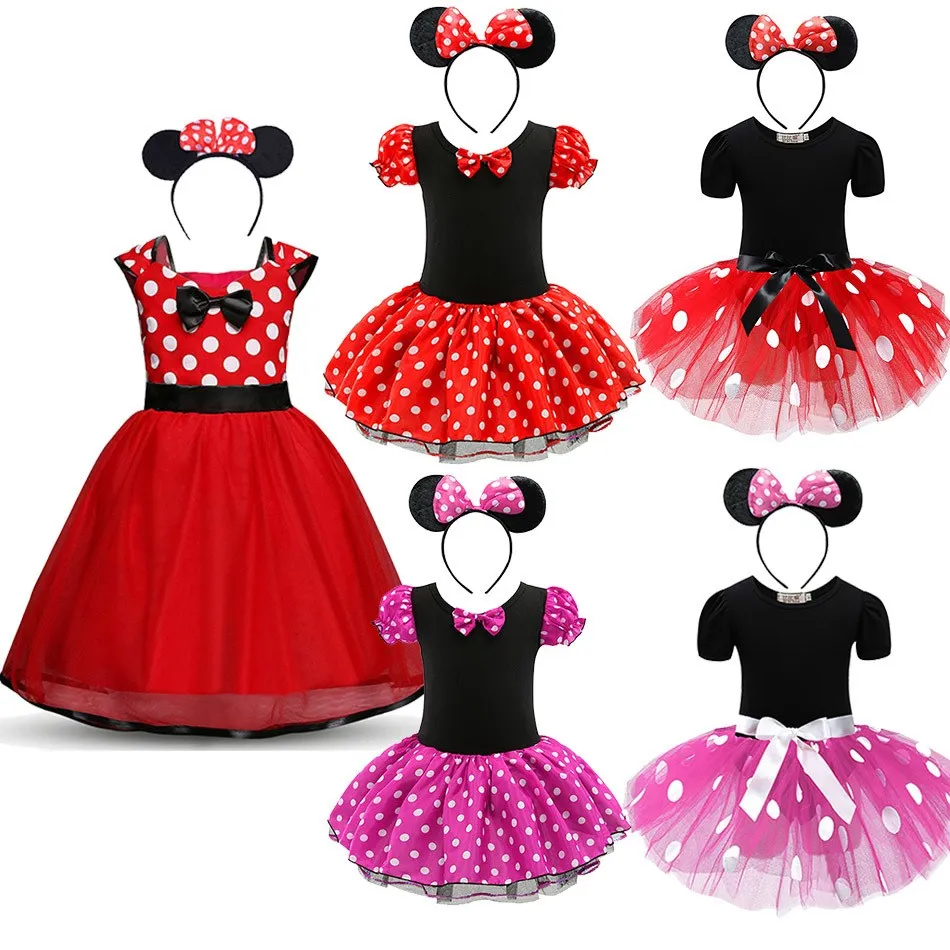 

Baby Girls Ballet Tutu Dress Summer Kids Minnie Mickey Dress Dots Mouse Costume Children Christmas Birthday Party Clothes