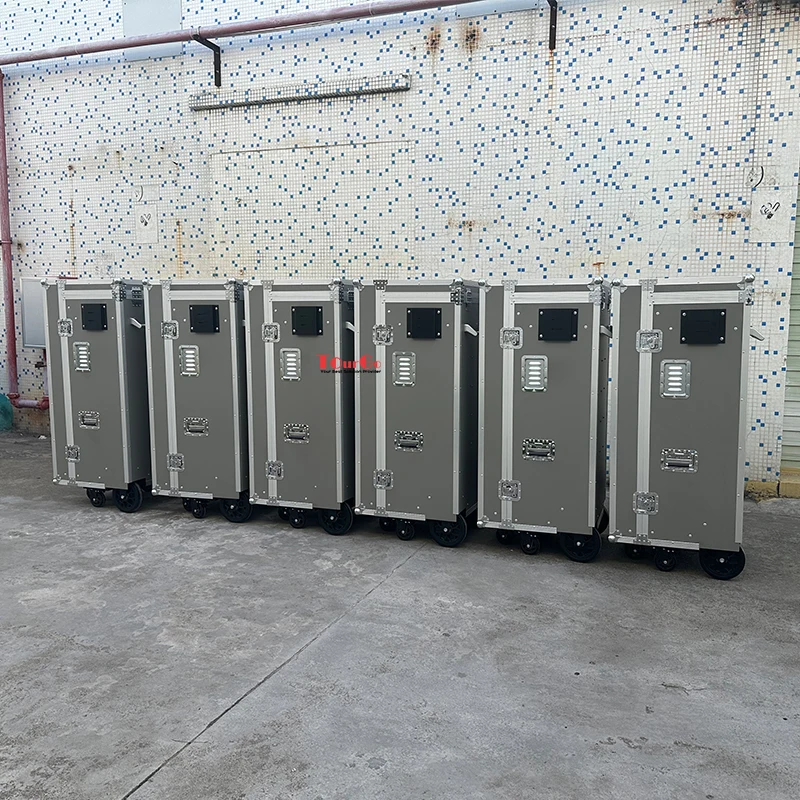 Custom Grey Small Equestrian Double Saddle Tack Locker Flight Case with Mirror