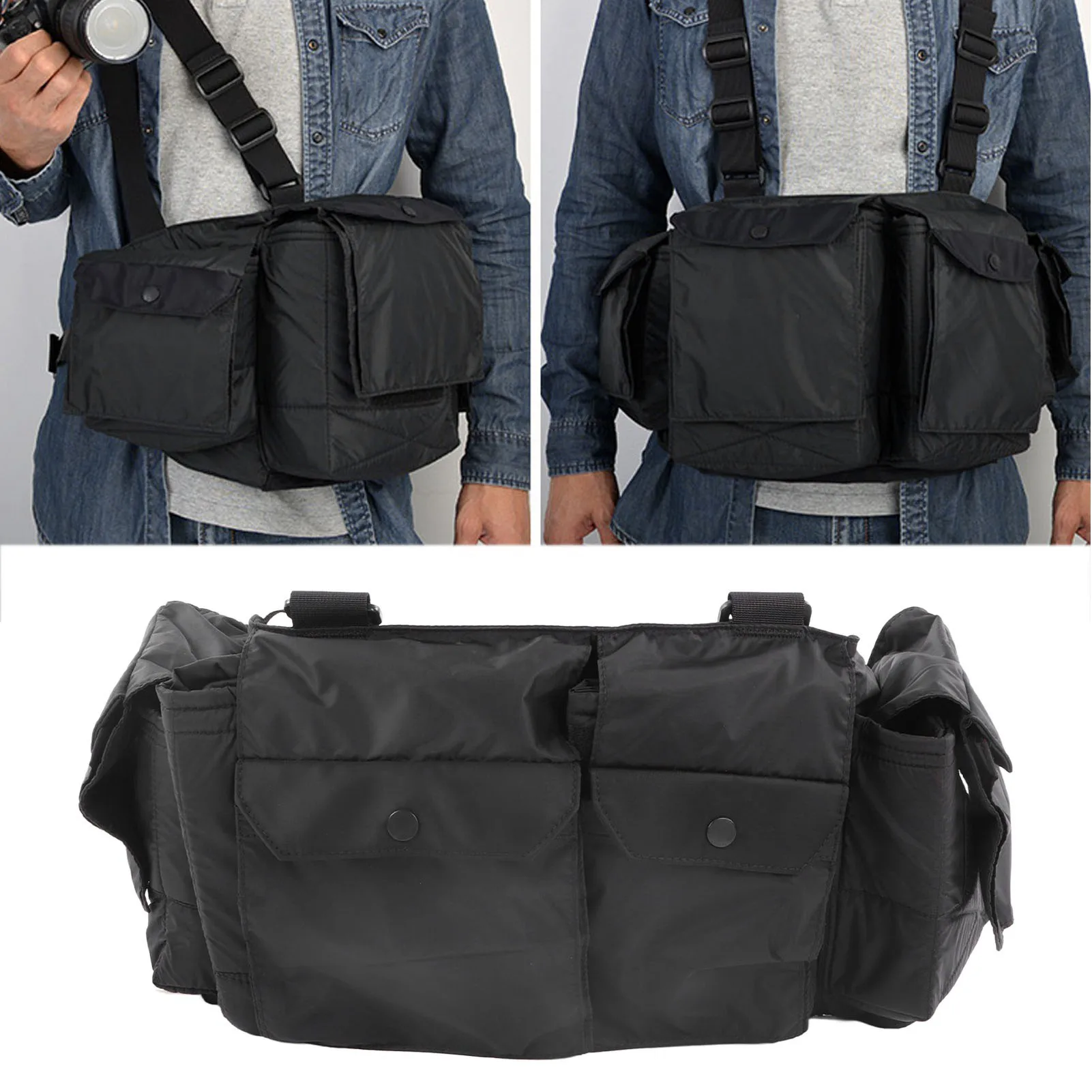 Camera Bag SLR DSLR Camera Bag for Photographer Hiking Shooting Traveling Men Women Black Medium M Camera Bag for Photographers