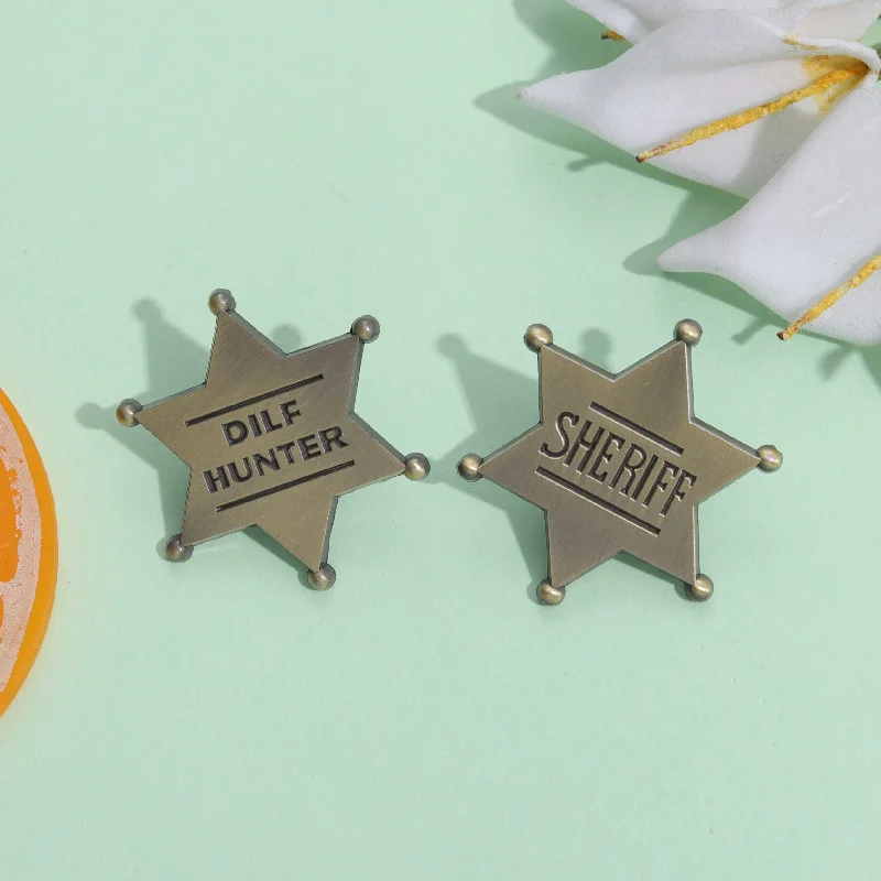 Adults Sheriff Metal Pin Vintage Deputy Kids Sheriff Brooch Western Police Badge Lapel Backpack Pin West Props Gifts Wholesale