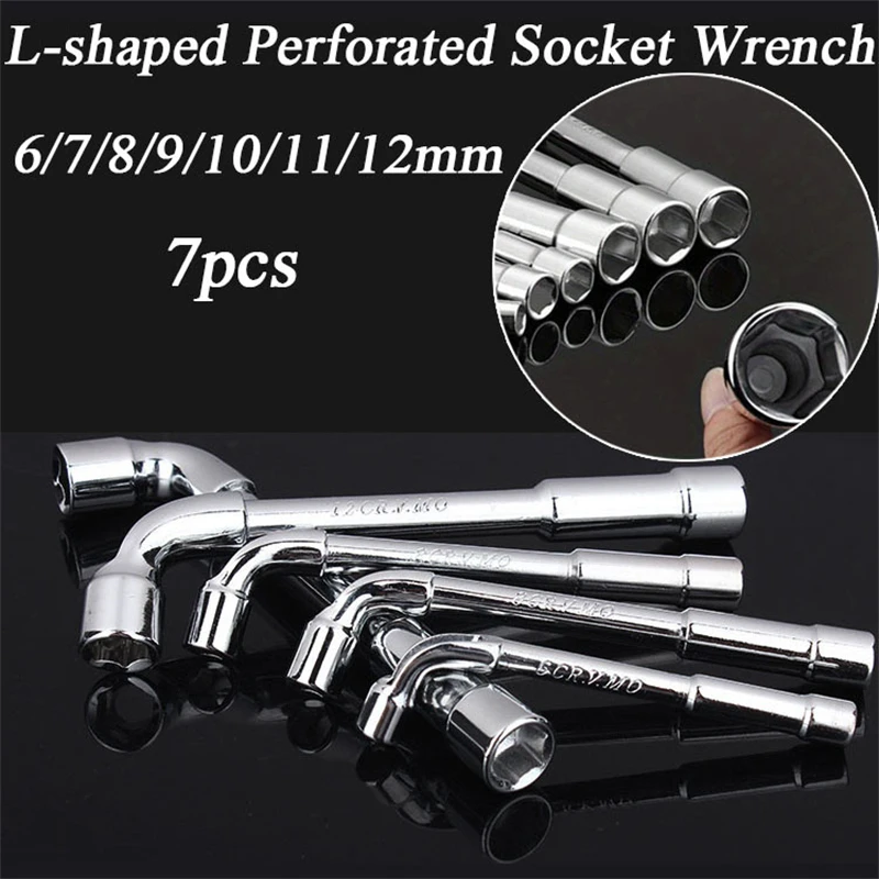 

7pcs L-shaped Perforated Socket Wrench 6-12MM Double Headed Hexagonal Elbow Wrenches Automotive Removal Tool Hardware Tools