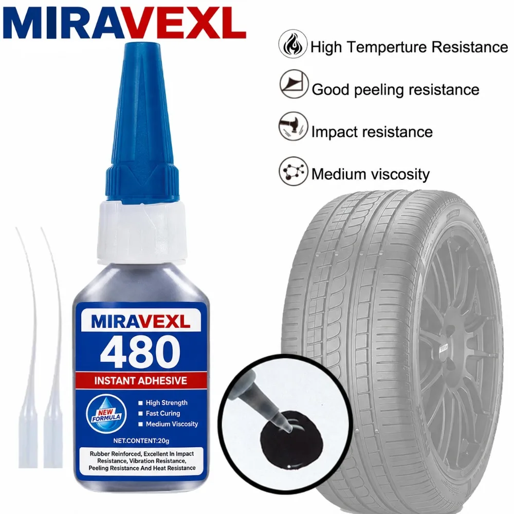 Black Instant Adhesive 480 SuperGlue High Strength Fast Curing Tough Rubber Bond Cyanoacrylate For Metal Plastic Wood Car Repair
