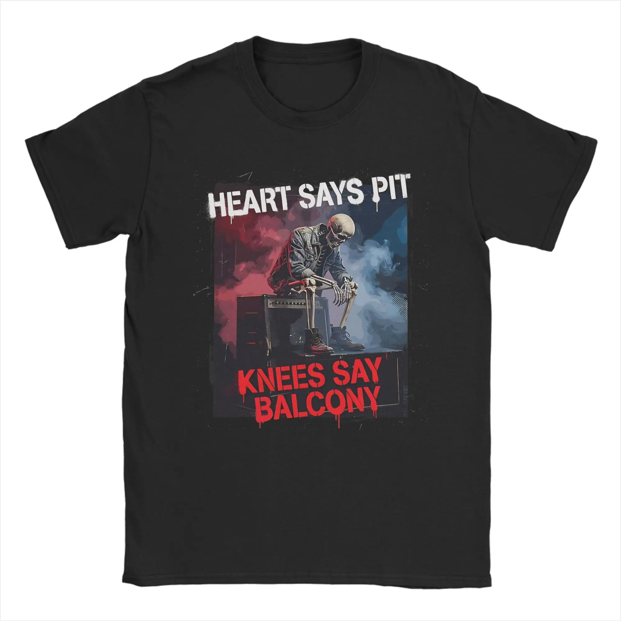 Men Women Heart Says Pit Knees Say Balcony Funny Concert  T Shirts  Pure Cotton Tops Vintage Short Sleeve Crewneck Tees