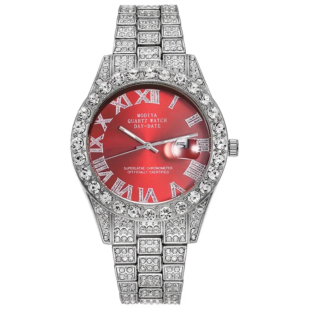 여성용 레드 실버 크리스탈 합금 밴드 우아한 쥬얼리 캘 - Jewelry Watches Silver 리뷰 및 가격