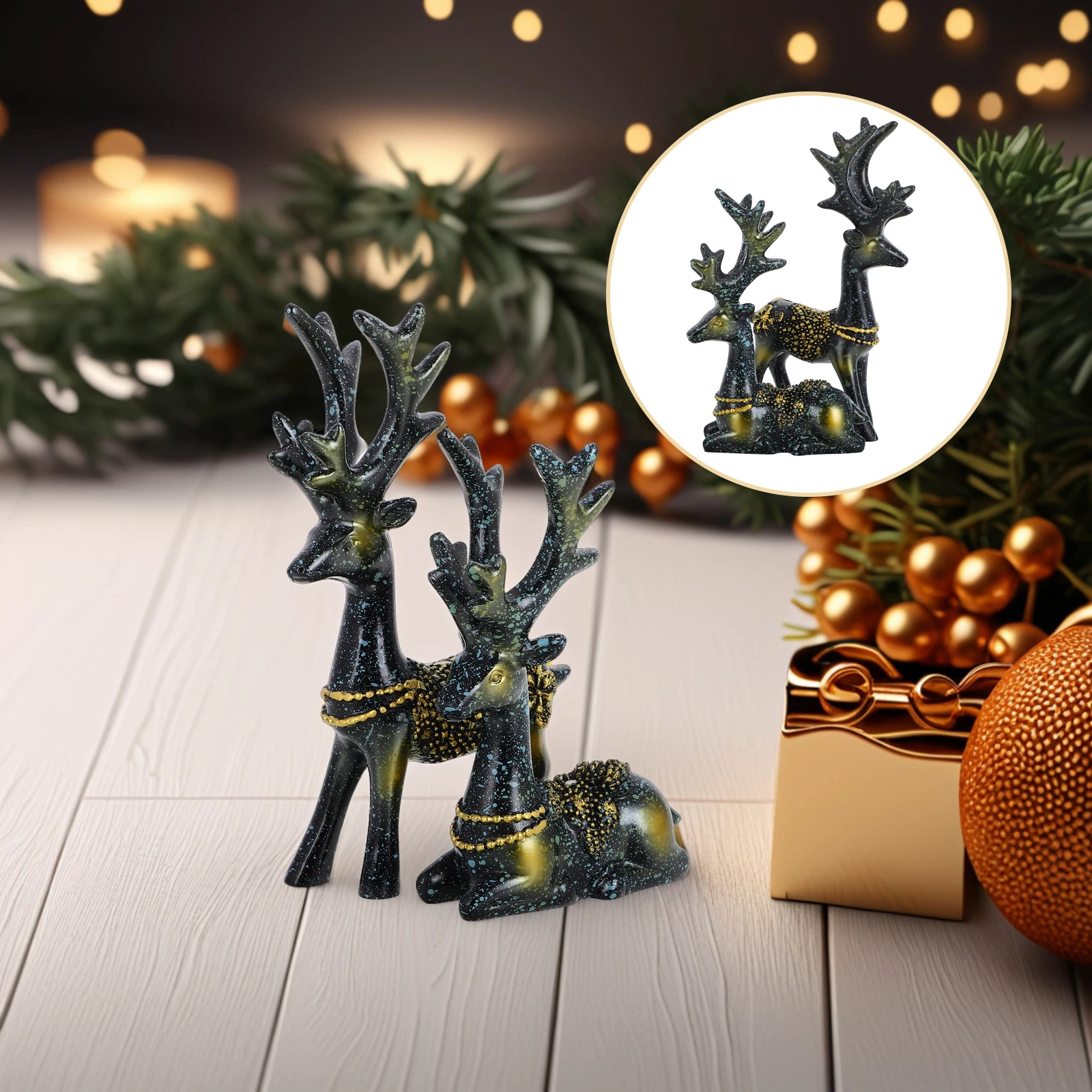 

Resin Deer naments for Car Dashboard Decor Cute Statue Couple Lovers Non Fading Car Interior Decor Deer Figurine