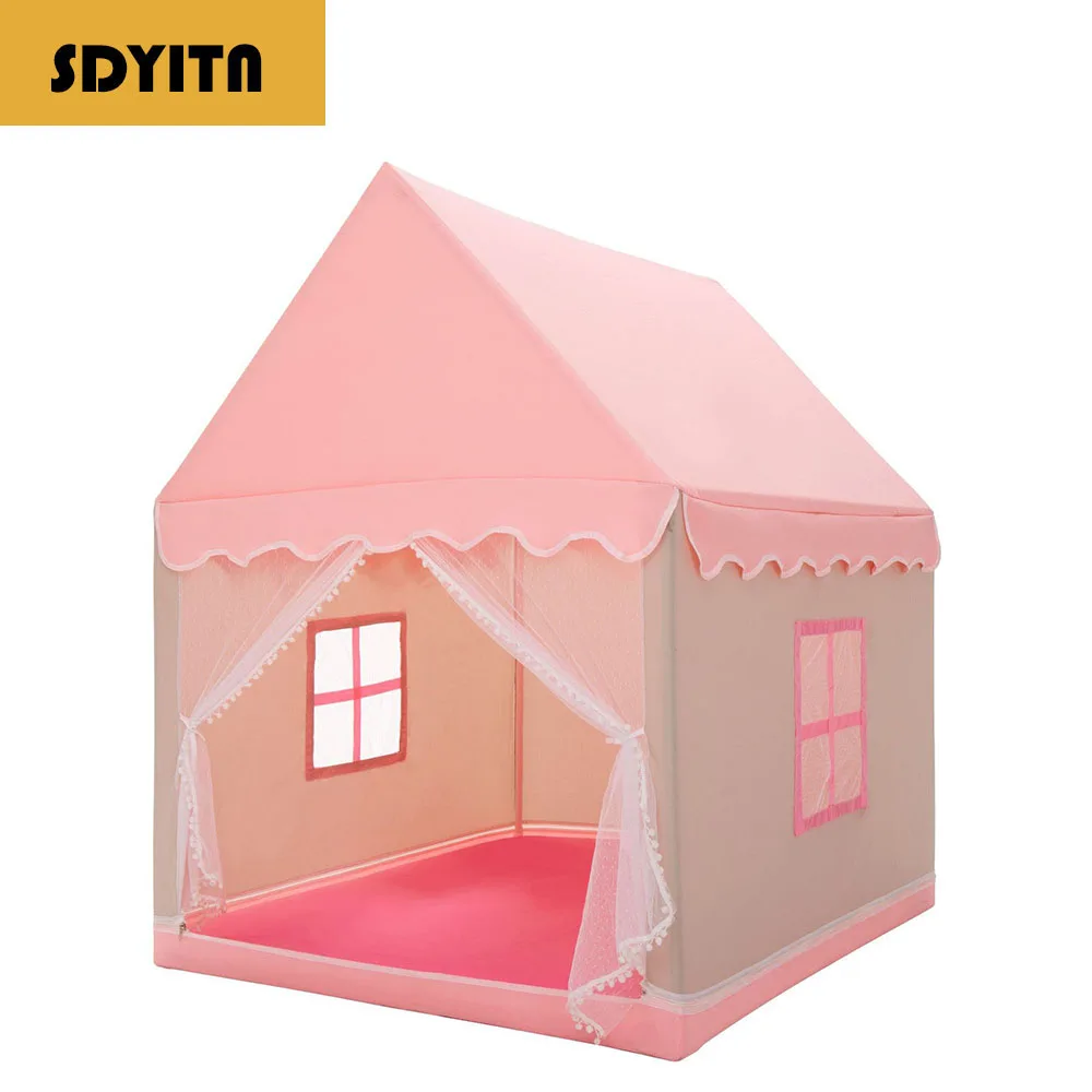 

New Pink and Grey Children's Indoor Playhouse Tent for Boys and Girls, Castle Villa Toy Outdoor Family Play Tent