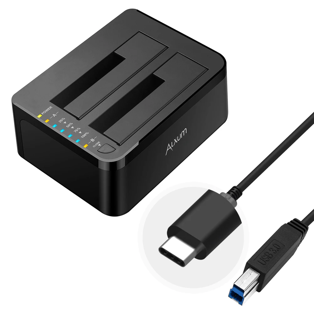 Caso de disco rígido externo para gabinete do PC, gabinete de disco rígido, docking station, sata, usb 3.0, dual bay, hdd habitação, 2.5 ", 3.5"