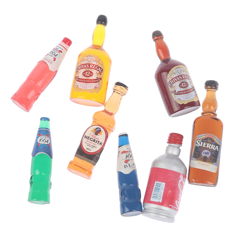 6Pcs/10pcs 1/12 Dollhouse Miniature Accessories Mini Wine Bottle Set Simulation Drinks Model Toys For Doll House Decoration