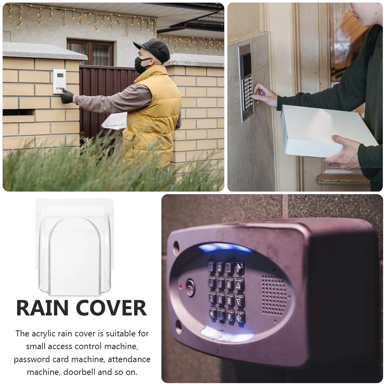 

Acrylic Doorbell Rain Cover 19.5x13.5cm Tea Color Large Size Protect Access Control Machine Password Card Attendance Waterproof