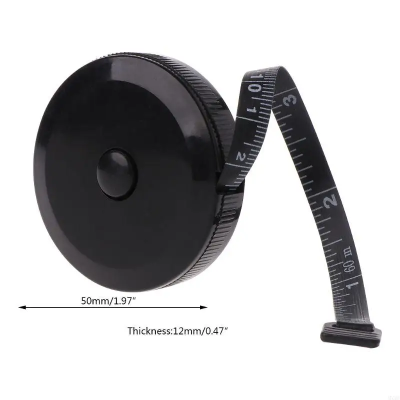 

MXMF Black Soft Tape Measuring 1.5m for Body Measuring Tape Cloth Measuring Tape Physicians Dual Sided Retractable Tool