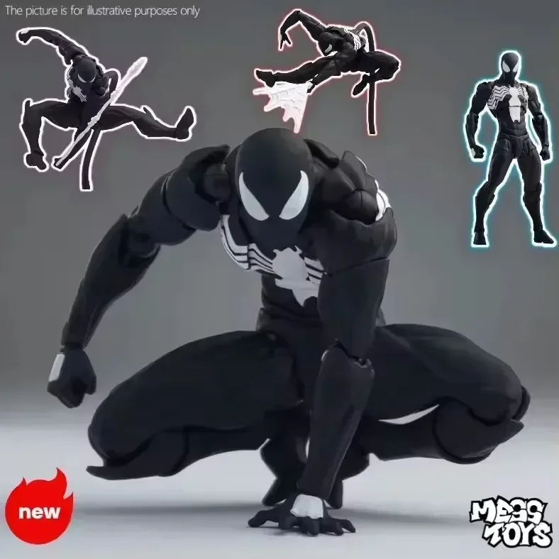 

IN stock Mess Toys The Black Neighbor Symbiotic Spider-Man Black Venom Suit Joint Action Figures Custom-Made Ornaments Boy Gift