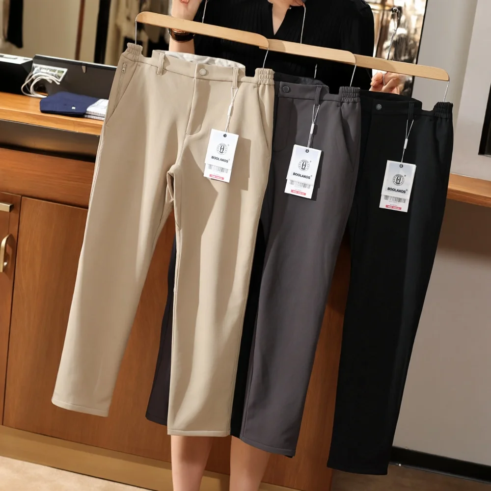 

High-End Men's Outdoor Casual Thiened Fce Autumn Winter Windproof Waterproof Functional Long Pants Warm Straight Leg Tro...