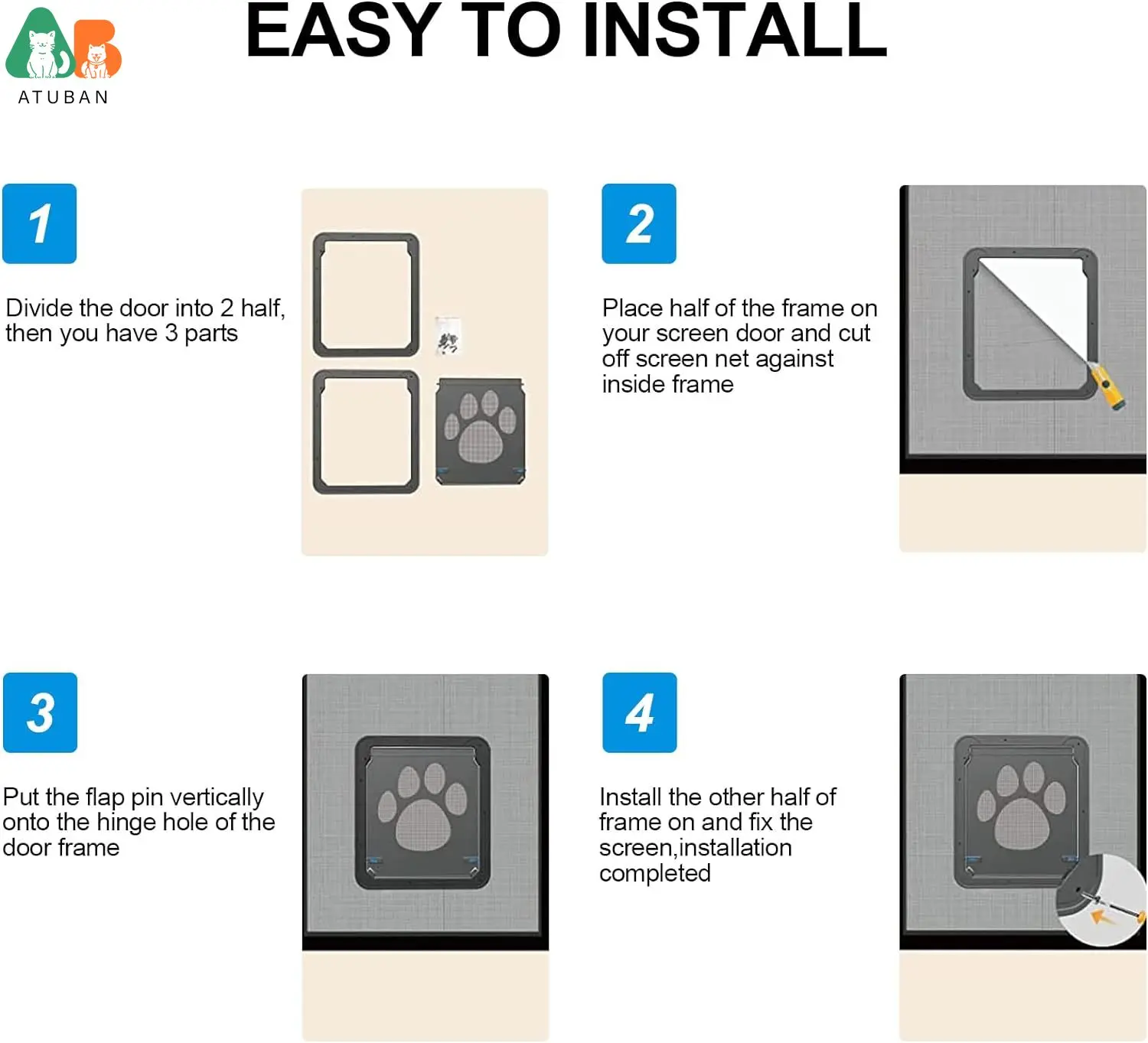 Dog Screen Door,Inside Door Flap 12x14x0.4 Inch,Lockable Pet Screen Door,Magnetic Self-Closing Screen Door with Locking Function