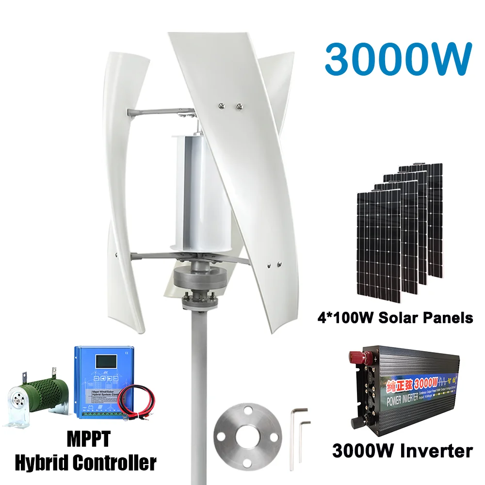 3000W Hoog Rendement Windturbine Off Grid Systeem 12V 24V 48V Uitgangsspanning 220V 230V 240V Huishoudapparaat Voeding Systeem