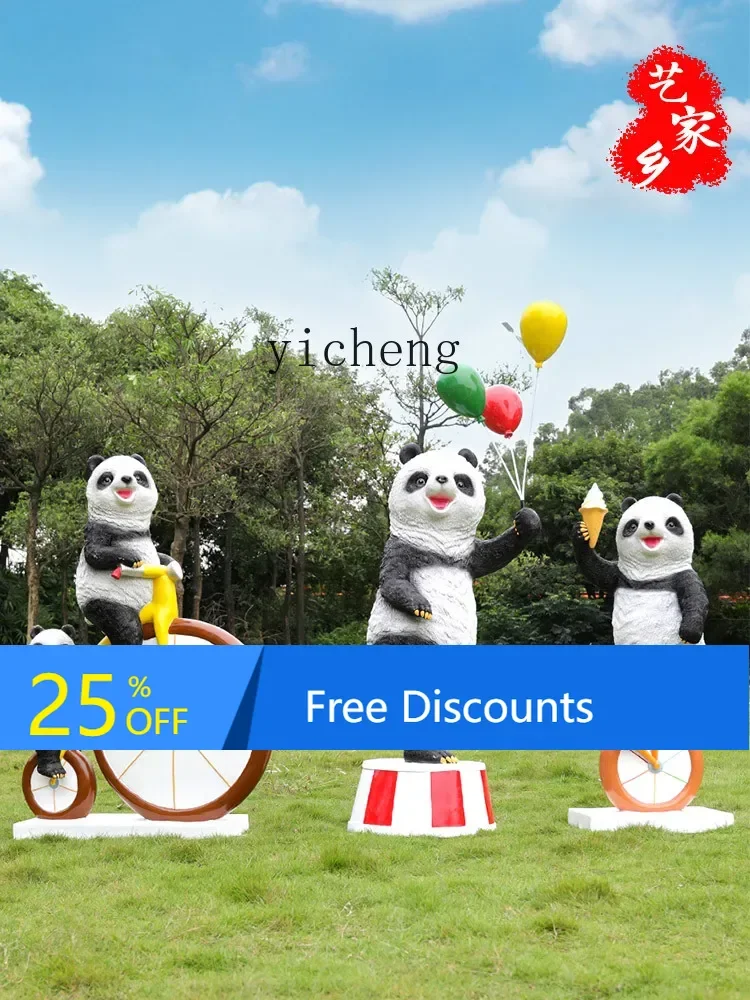 LYY Panda Sculpture FRP Outdoor Kindergarten Forest Landscape Shopping Mall Decorations Animal Ornaments