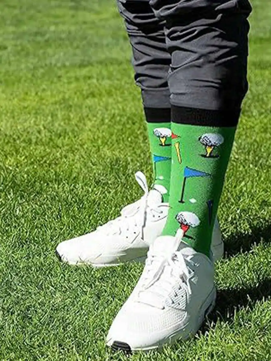 

Mens Golf Theme Mid-Calf Socks Breathable Casual Daily Wear