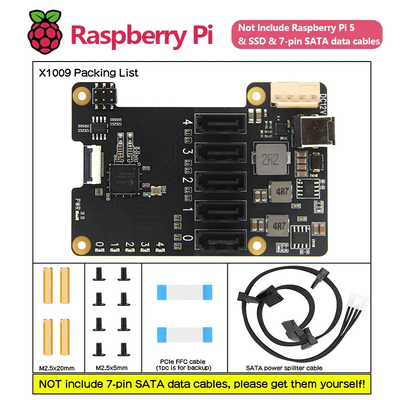 Imagem -04 - Pcie para Portas Sata Shield para Raspberry pi Não Suporta Inicialização do Hdd Ssd Geekworm-x1009