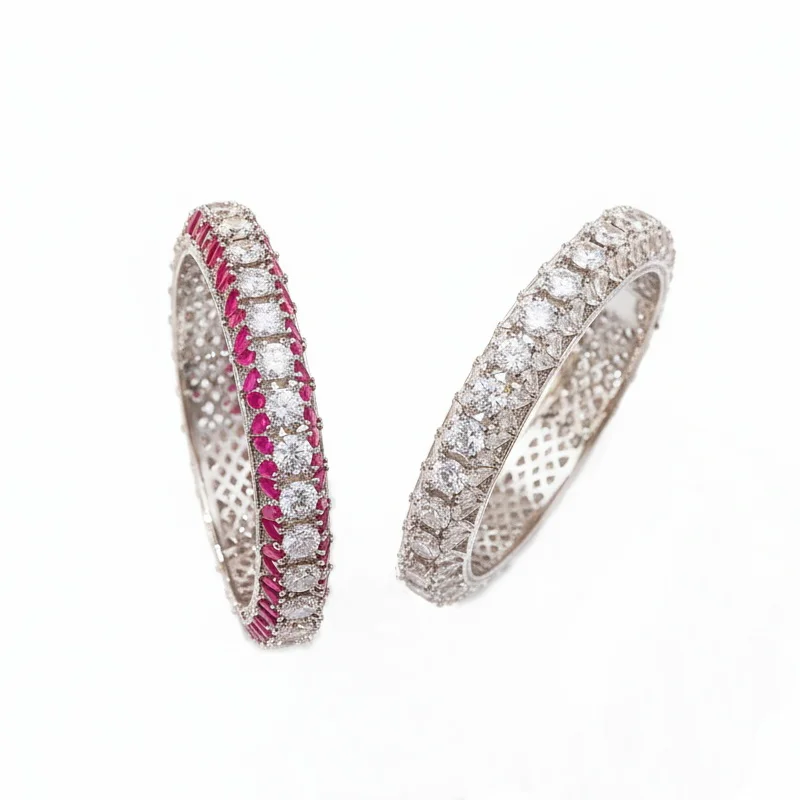 Designer Collection Style Bracelet Women Lady Inlay Cubic Zircon Pyriform Red Corundum Dinner Party Bangle