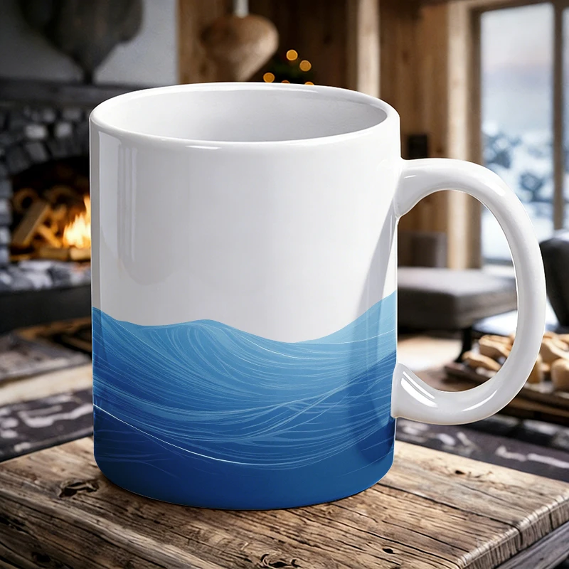 

Healing Wind and Sea Gradient Ceramic Mug, Coffee Mug, Milk Mug, Office Tea Cup, Drinking Cup, Gift for Friends, Fade-Resistant