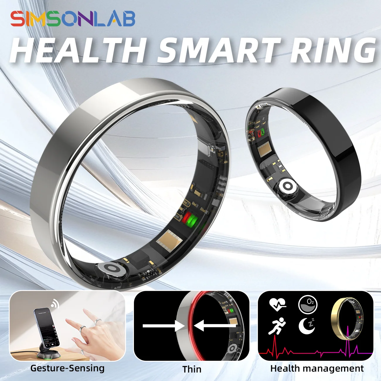 

2025 Smart Ring Bluetooth Waterproof Lightweight Health Monitoring Multiple Sports Modes Men Women Gifts For Andorid&IOS