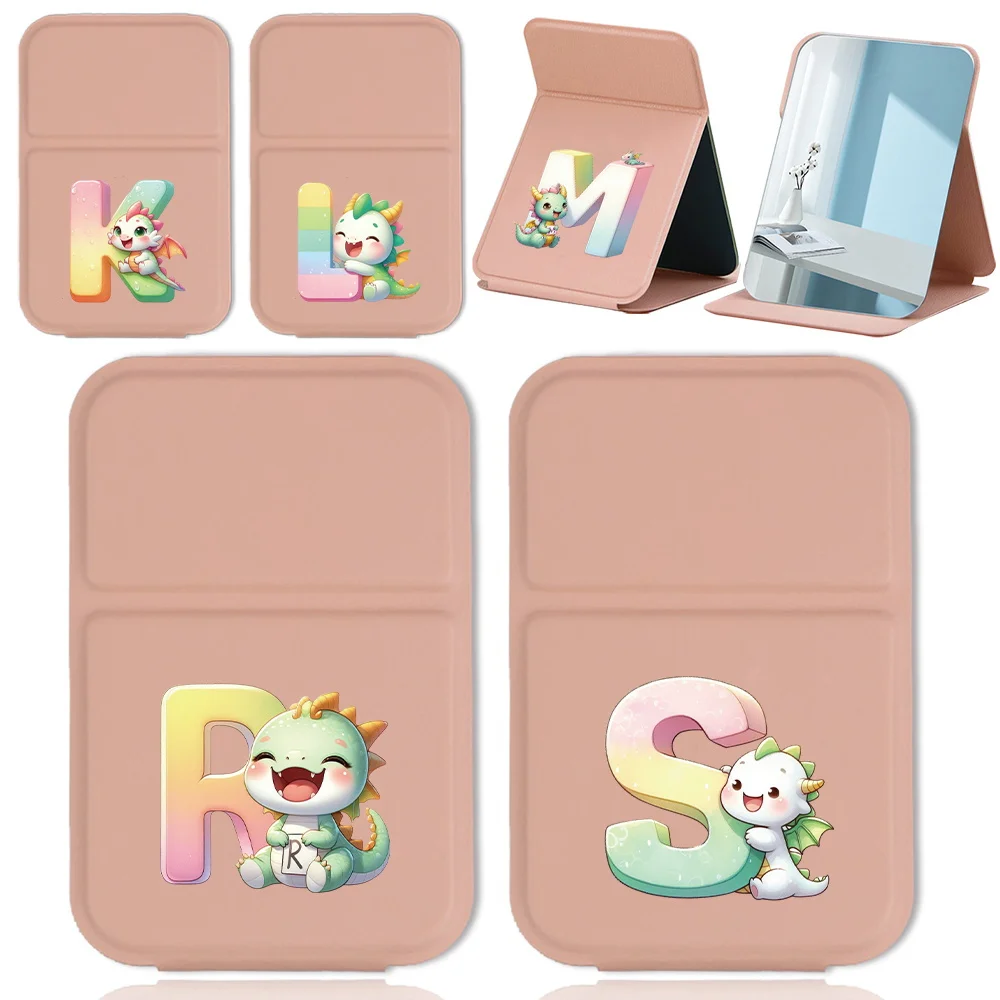 

Handheld Cosmetic Mirror Beauty Tool Suitable For Travel And Family Use Cartoon Animal Initial Name 26 Letters Pattern