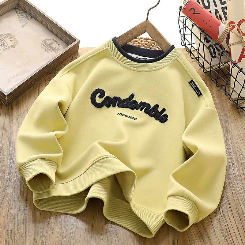 IYEAL  Boys' Fashion Round Neck Sweatshirt 2025 Spring New Collection Children's Sportswear Youth Boys Long Sleeve Top