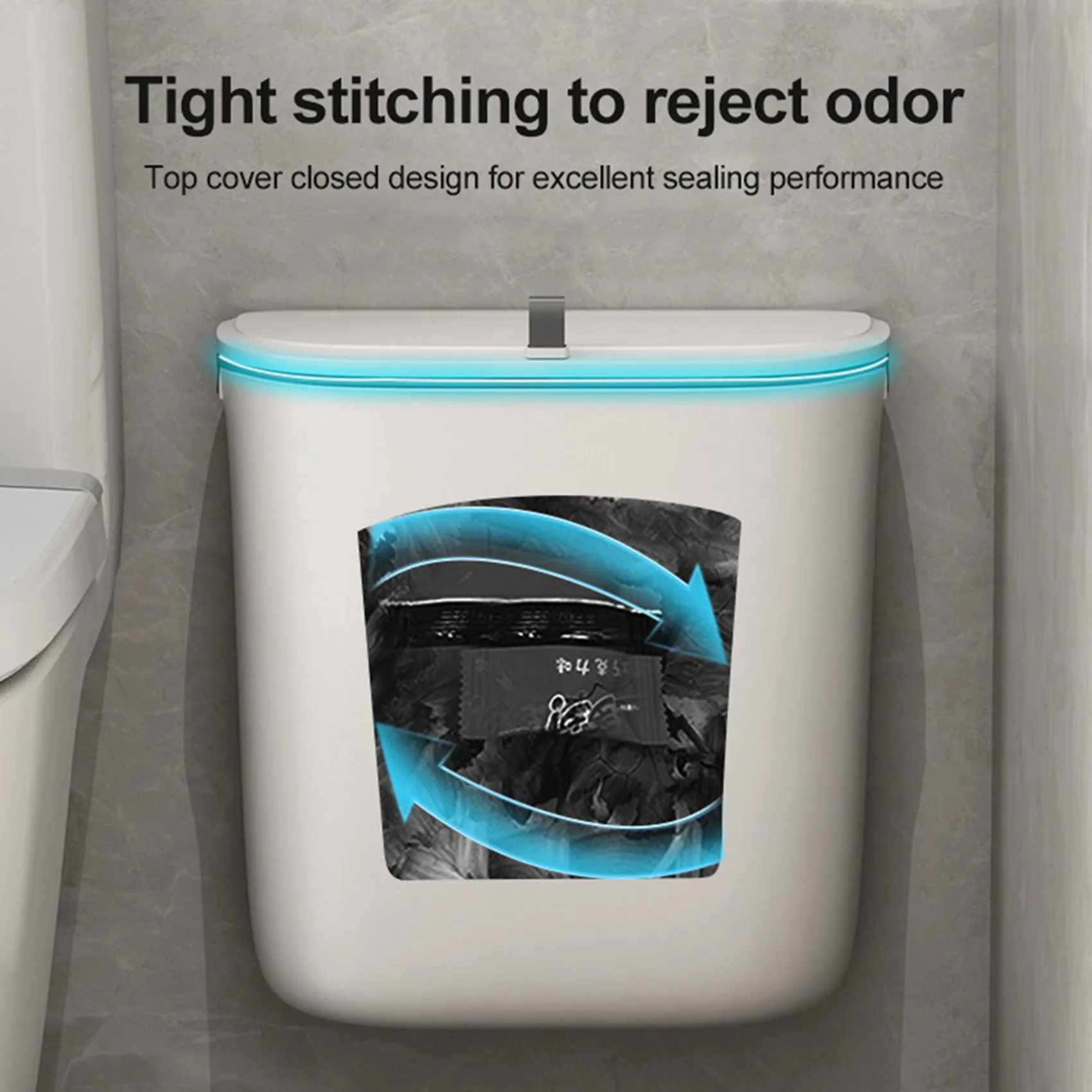 

AB06 2 Pc Bathroom Can Wall Mounted Hanging Trash With Lid Waterproof Narrow Seam Rubbish Toilet Waste Garbage Bin 7L