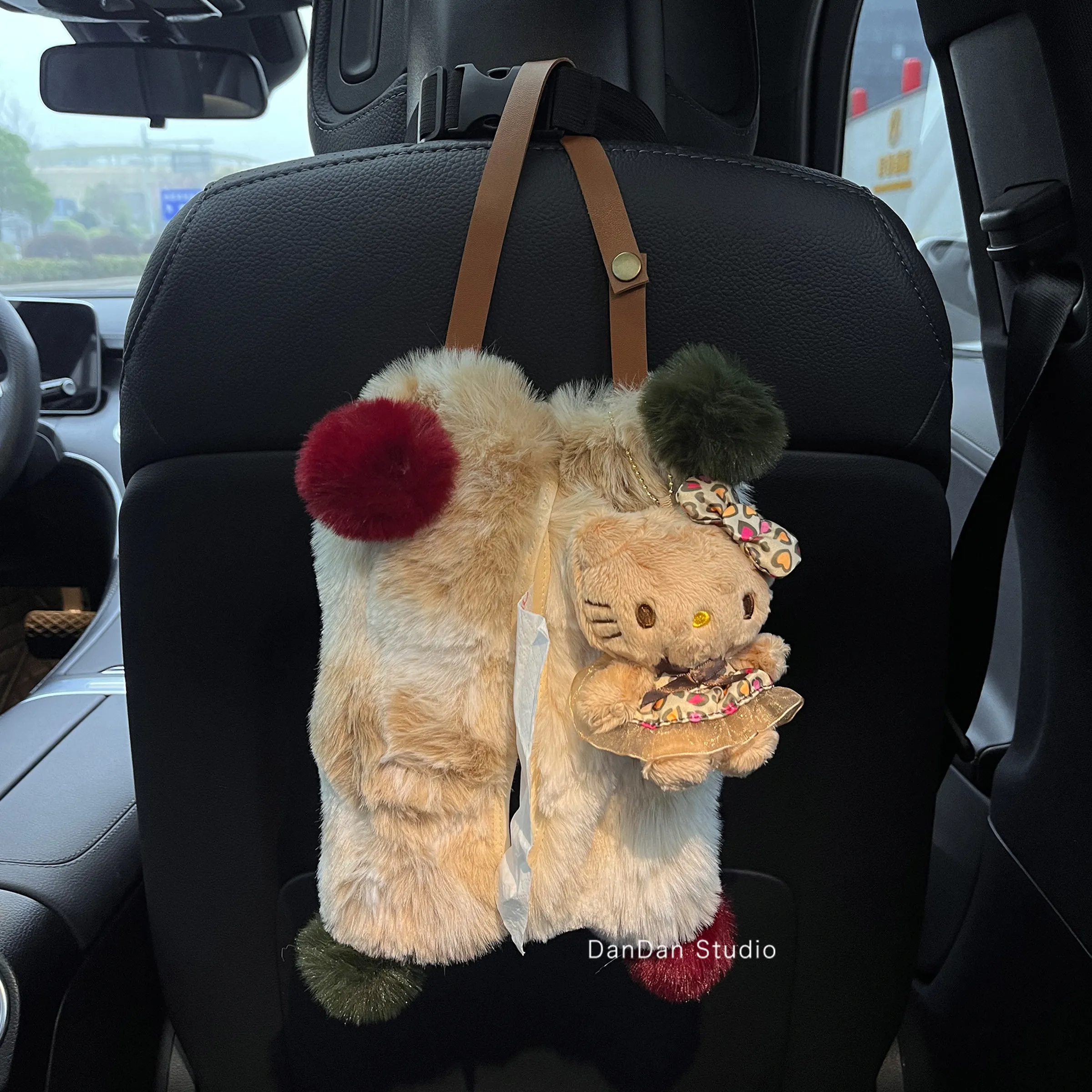 Sanrio Car Tissue Box, Sunshade Seat Backrest Suspension Tissue Box, Car Armrest Tissue Storage bag, auto Storage Organization