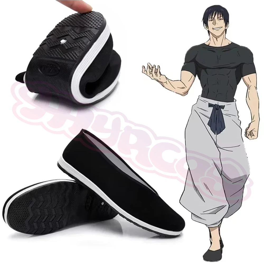 Juego Jujutsu Kaisen Kung Fu zapatos Toji Fushiguro Cosplay zapatos para hombres mujeres zapatos de tela fiesta de Halloween botas negras regalos Cos