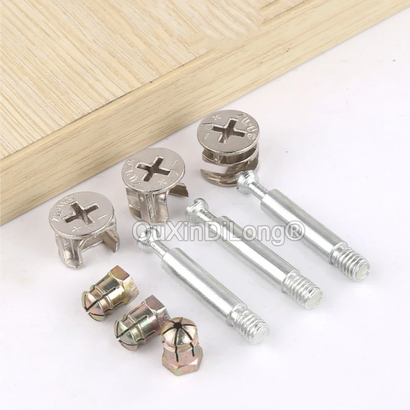 

1000Sets Three-In-One Wardrobe Cabinet Fastenings Connector Fittings Screws Furniture Connecting Fittings Nut & Bolt FG995