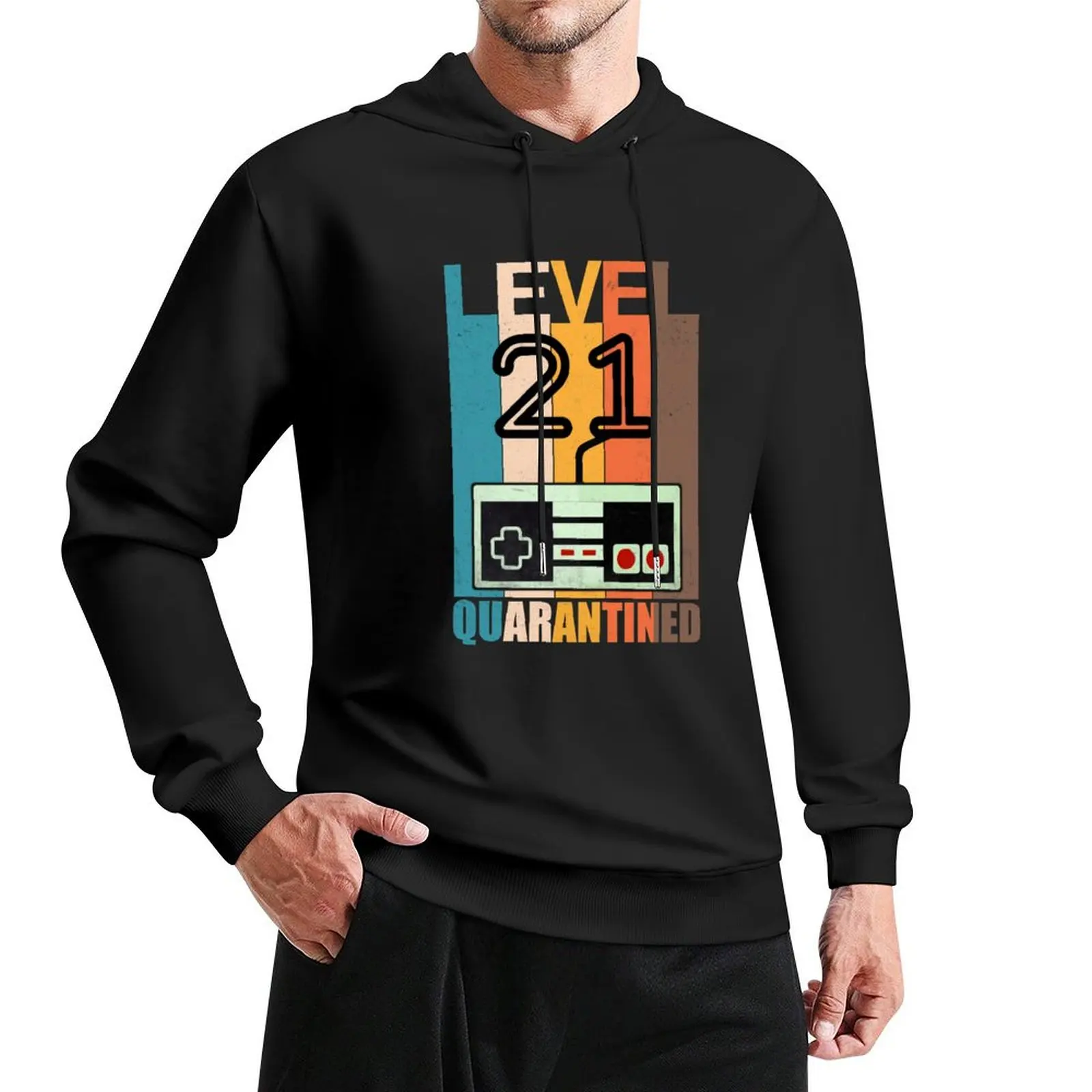 Level 21 quarantined funny 21st birthday gamer gift Pullover Hoodie autumn autumn clothes male clothes pullover hoodies