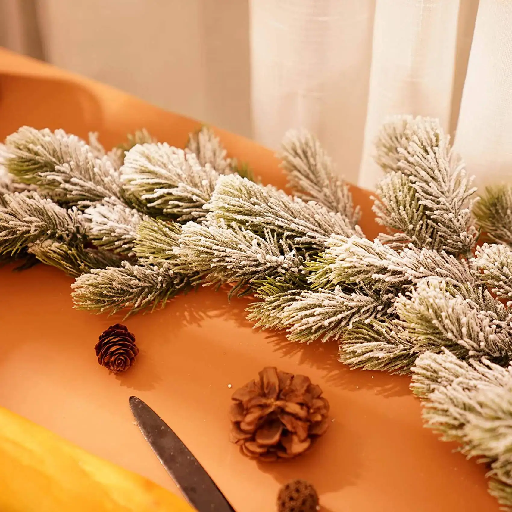 

A02M-2X Длинные искусственные снежные сосновые ветки Рождественская гирлянда со снежными украшениями сосновые снежные венки для входной двери