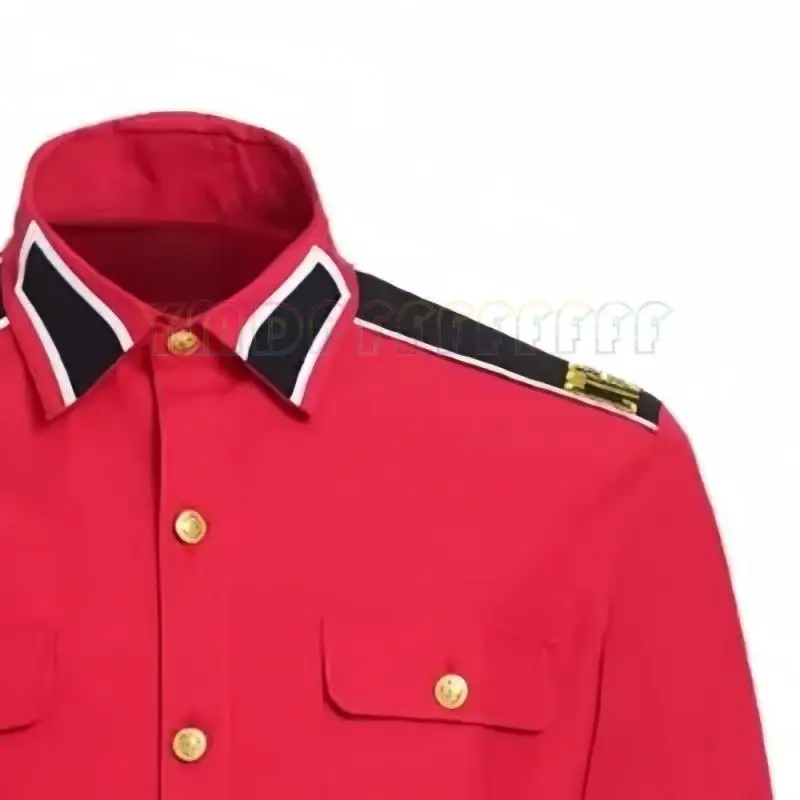 POP Michael Jackson anti war military shirt men's retro button up shirt in red white and black iconic pop star role-playing c view 6