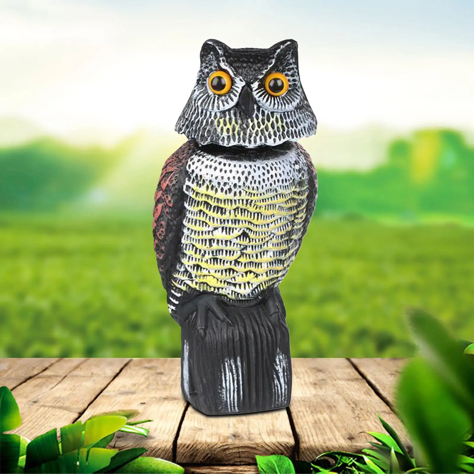 

Large Realistic Owl Decoy w/ Rotating Head Bird Pigeon Crow Scarer