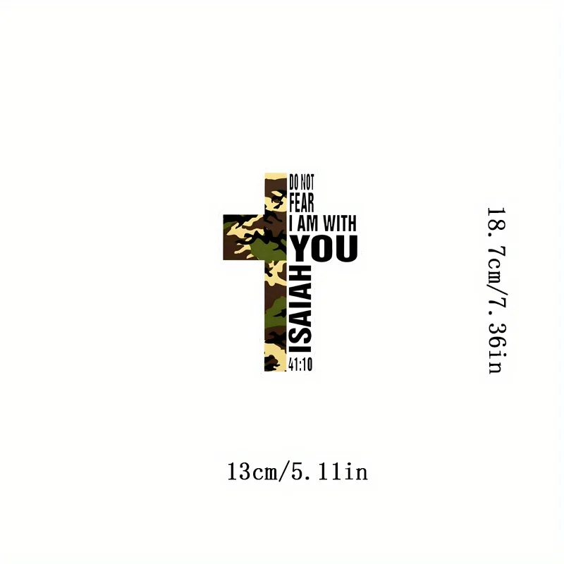A Fun Cartoon Sticker with a Vintage Cross Design Inspired by Isaiah 41:10, Matte Finish. Durable Plastic Surface Compatible