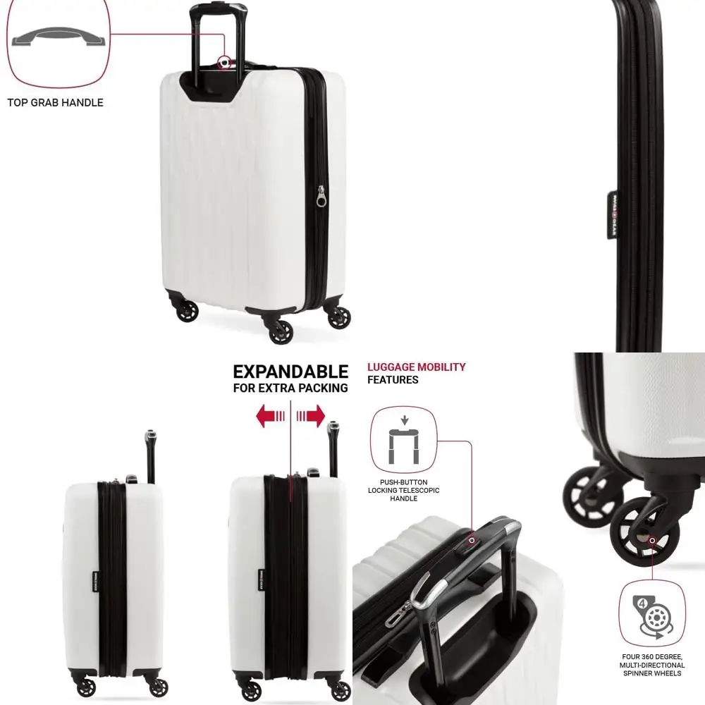 

SwissGear 8018 White 20 Expandable Hardshell Spinner Carry-On Luggage