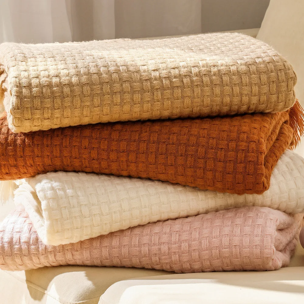 

152x203CM Solid Color Wool Knitted Sofa Cover Blanket Nordic Blankets Sofa Blankets Knitted Blanket Air Conditioning Blankets