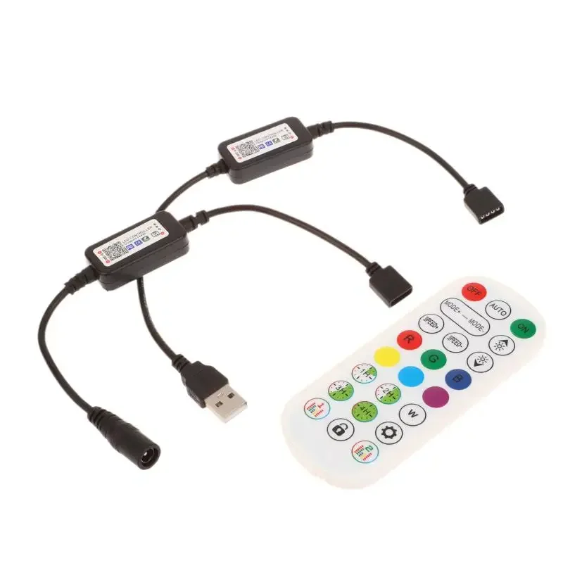 1 Juego de conector de tira de luz LED de colores RGB para Control de aplicación DC USB 5V-24V música cinta de luz colorida Mini controlador Bluetooth