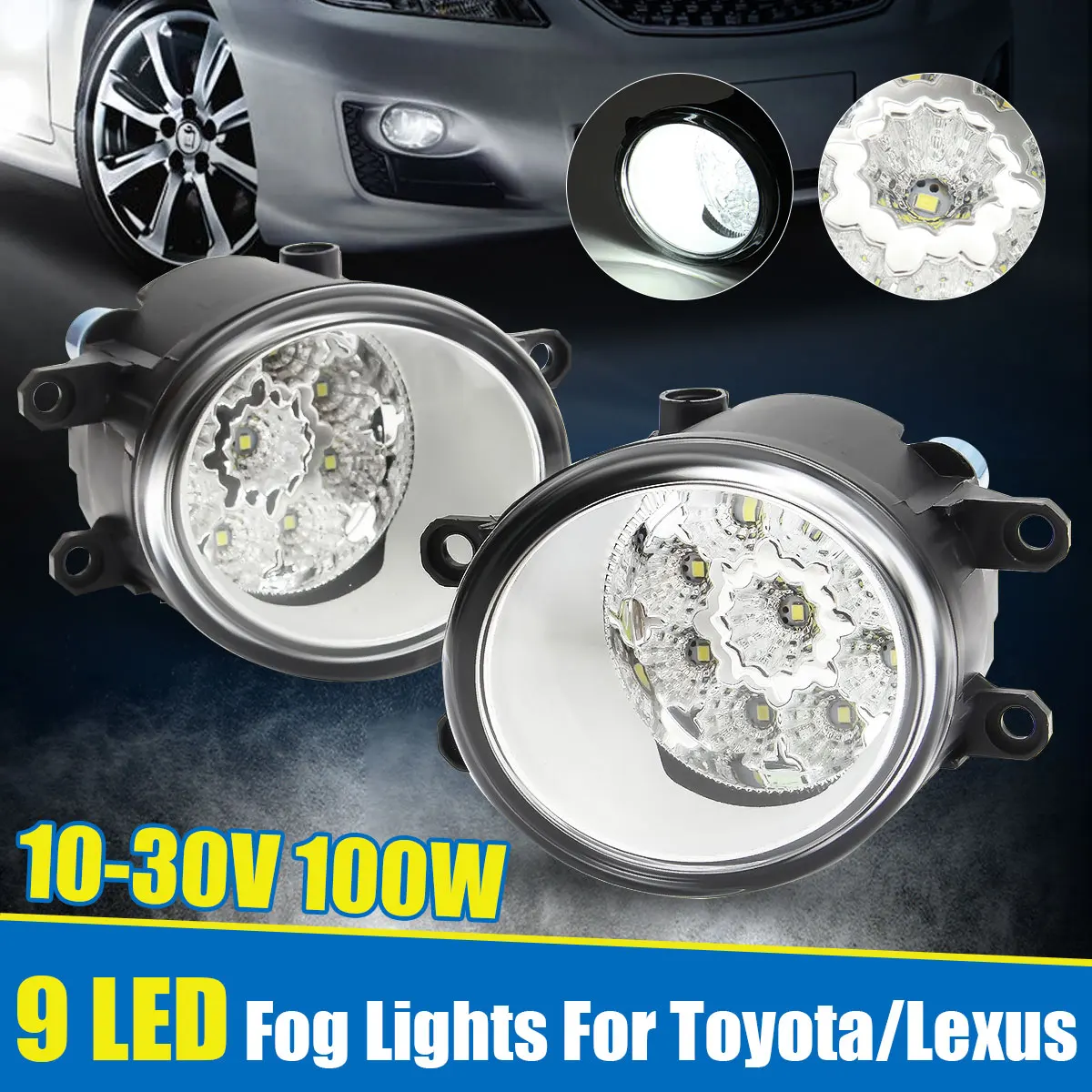 

2X 9LED передний бампер автомобиля противотуманные фары DRL дневные ходовые огни 12 В-24 В 8121006071 Для Toyota Corolla Camry Yaris Vios RAV4