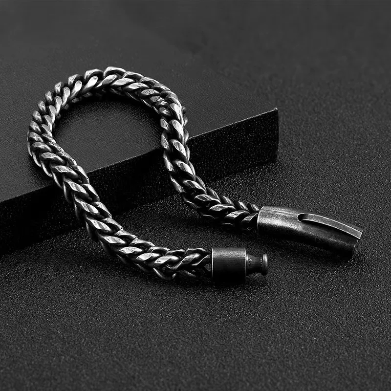 Vintage Link Chain Men Bracelet Punk Rock Stainless Steel Motorcycle Bracelets Male Handmade Jewelry Accessories Gifts