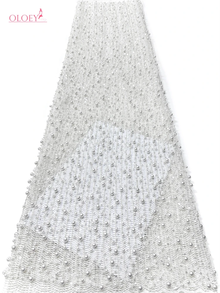 

OLOEY African Beaded Lace Fabric 2026 High-Quality Nigerian French Sequined Mesh Lace Fabric Ideal for Wedding Party Dresses