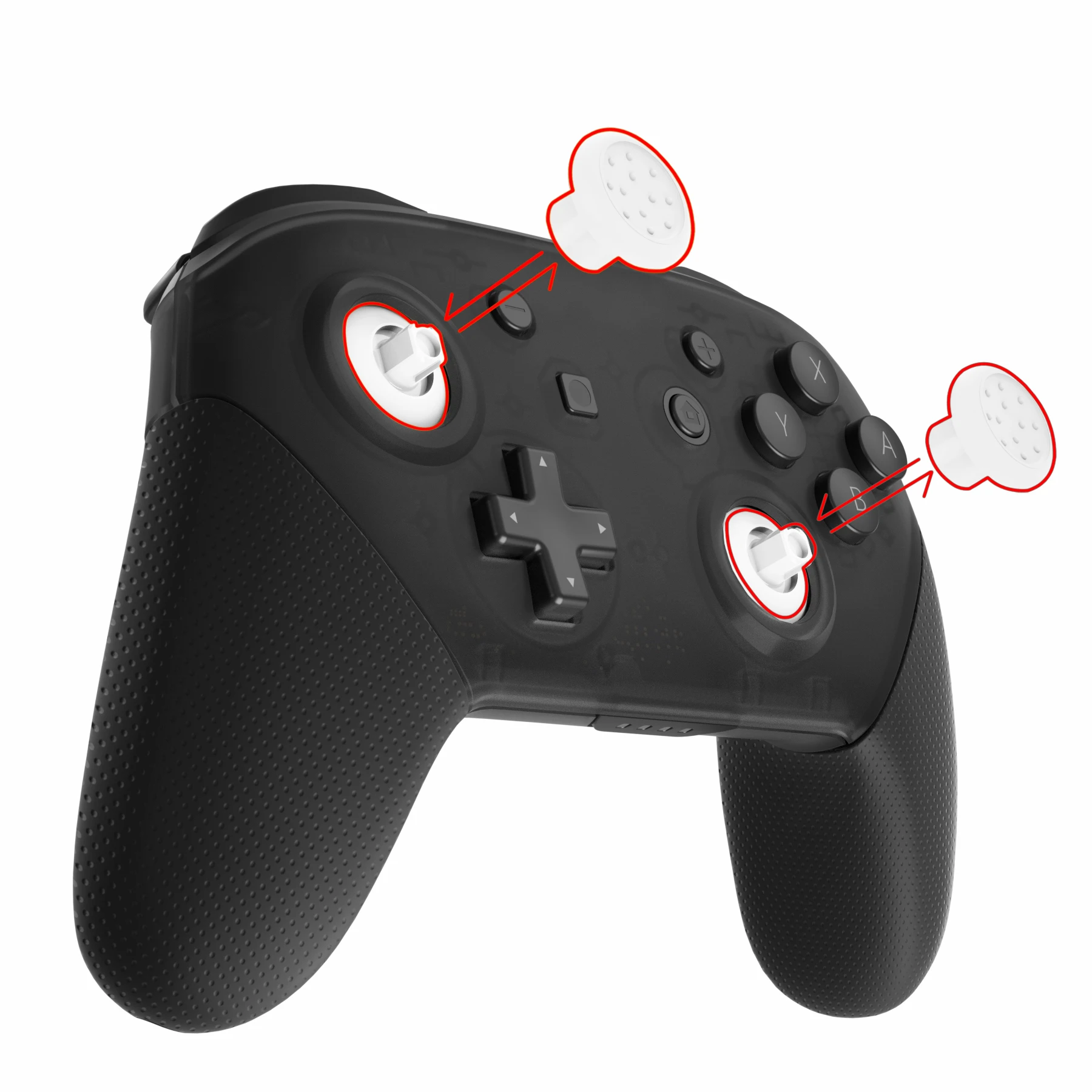 eXtremeRate Thumbsticks ergonomiques interchangeables pour contrôleur NS Switch Pro avec Joystick réglable à 3 poignées