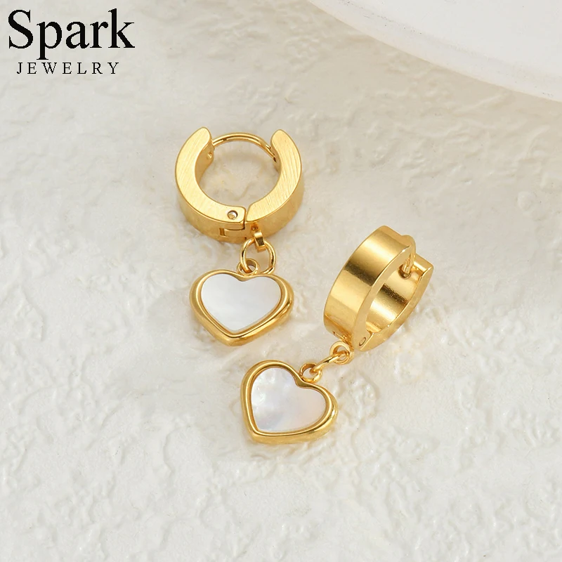 Spark High Quality Exquisite Heart Stainless Steel Earrings Gold Color 1 Pair For Woman Jewelry Gifts