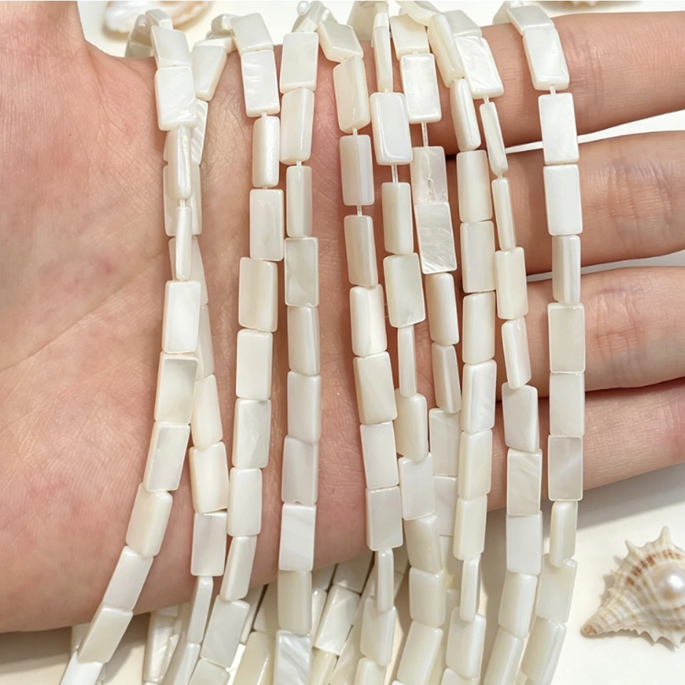 5x10mm Natural Freshwater Shell Through Holes Beads Rectangular Beads for Jewelry Making DIY Necklaces Bracelets and Accessories