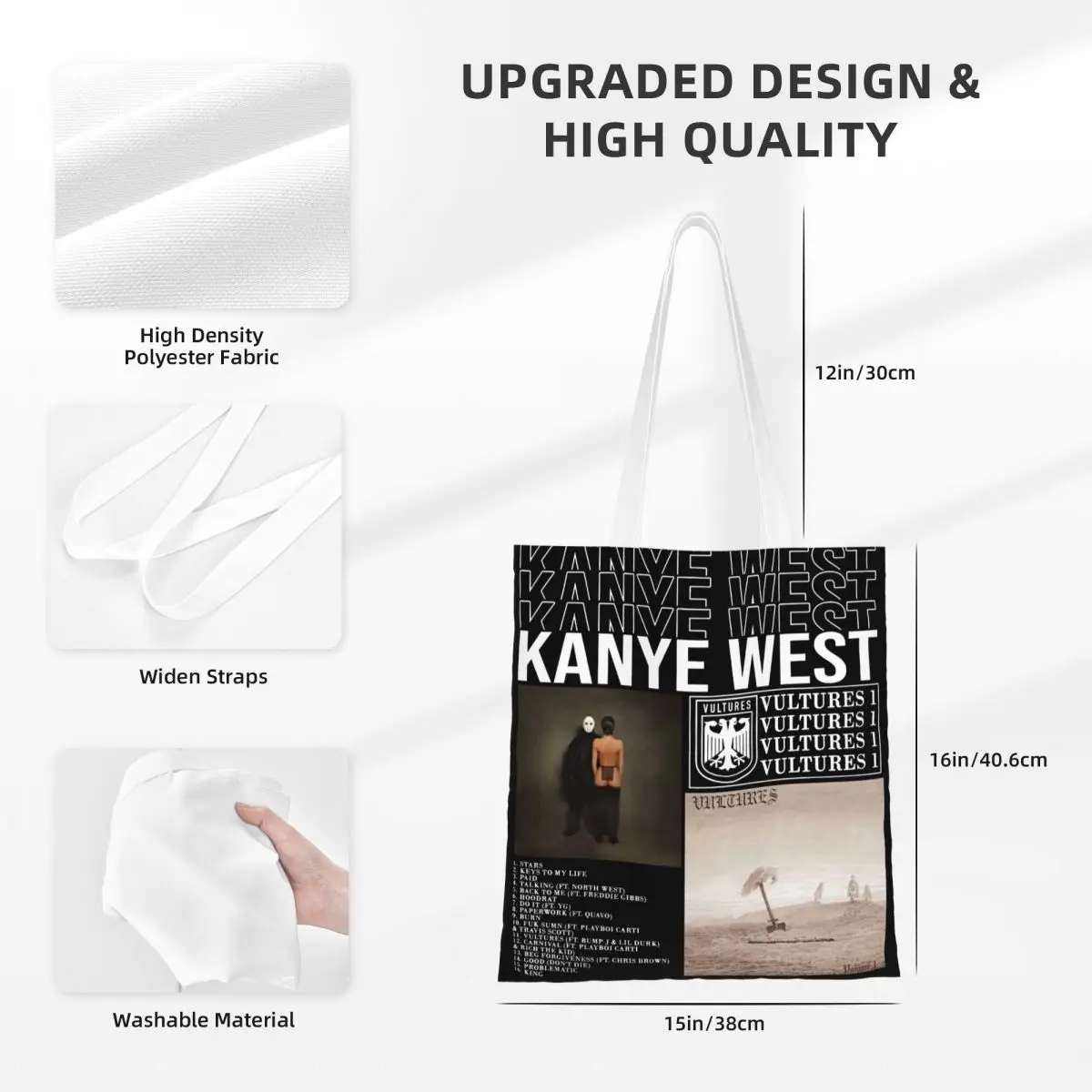 Gieren 1 Album Kanye West Merch Canvas Draagtas Voor Vrouwen Casual Hiphop Ty Dolla Bord Rap Casual Tassen Handbang