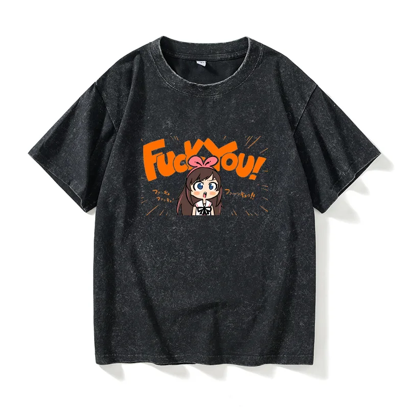 

Футболка Kizuna AI Fuk You Emoticon, повседневная, с коротким рукавом, круглым вырезом, женская, свободного кроя, хлопковая, летняя, для мужчин и женщин