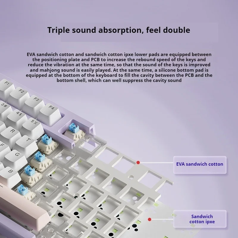 Lt84 Wireless Bluetooth Three Modes Mechanical Keyboard 84 Keys Ergonomic Electronic Sports Games Office Computer Peripherals