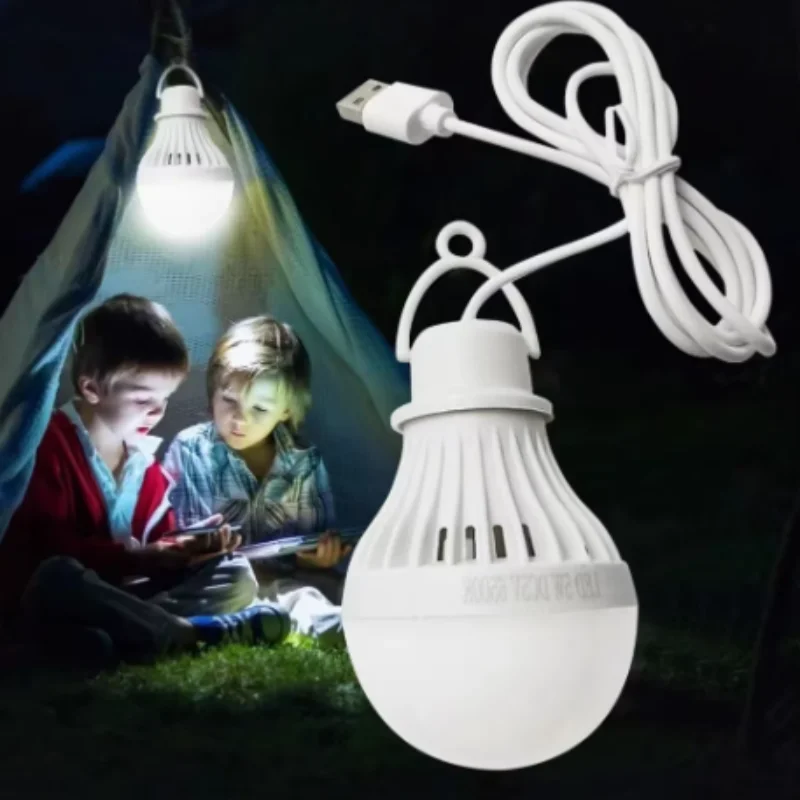 Lampadina USB LED Lampada da campeggio portatile Mini lampadina 5V Luci da libro di alimentazione Studente Apprendimento Scrivania Lettura Tenda da escursionismo Viaggi Lavoro