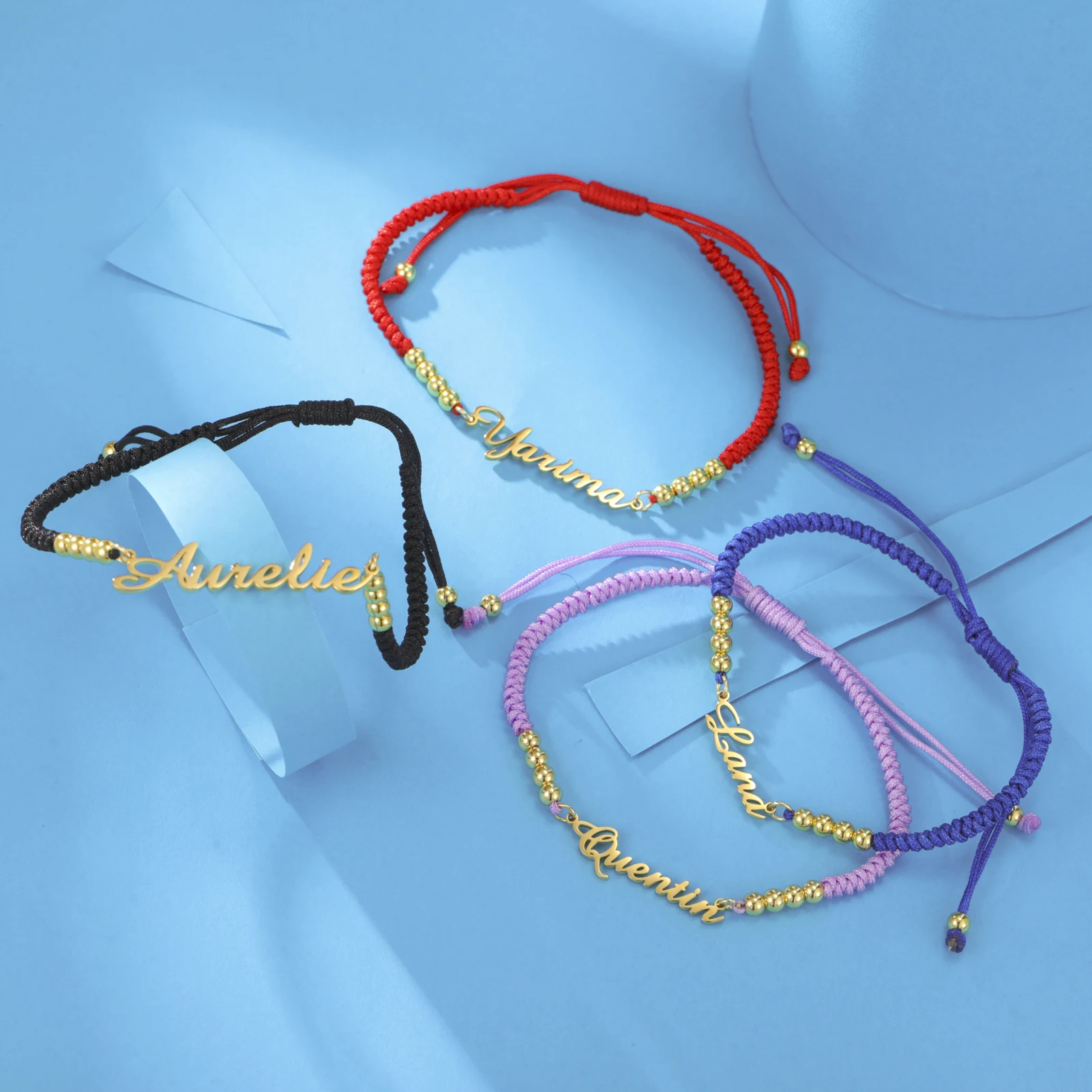 

Custom Name Bracelet Charm Rope Beaded Bracelet Handmade Braided Thread Bangle For Women Men Fashion Gifts Prayer Wholesale